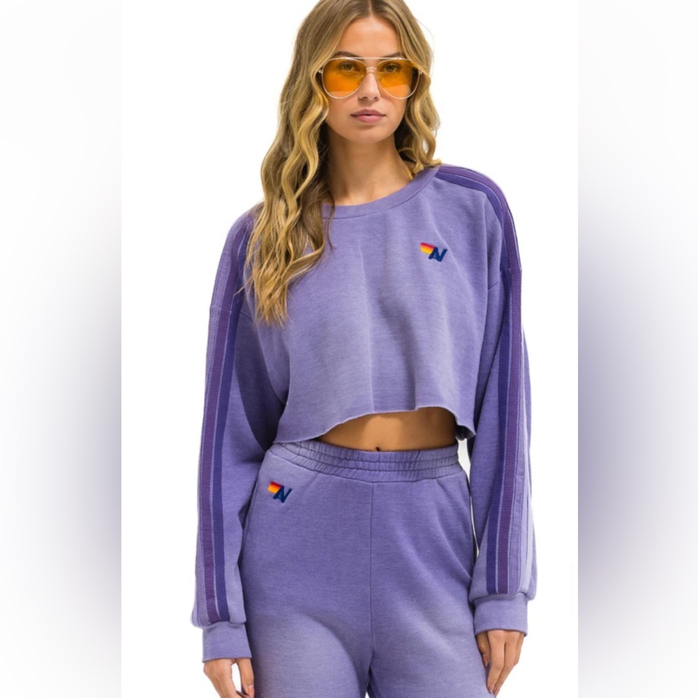 Aviator Nation Purple Crop Top size large